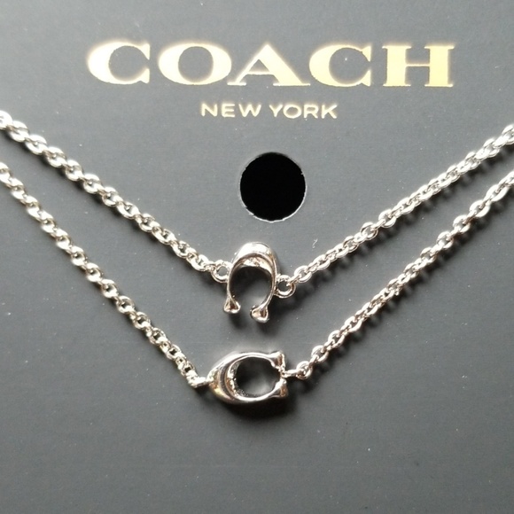 COACH Signature Long Necklace Silvertone NWT - Picture 2 of 8